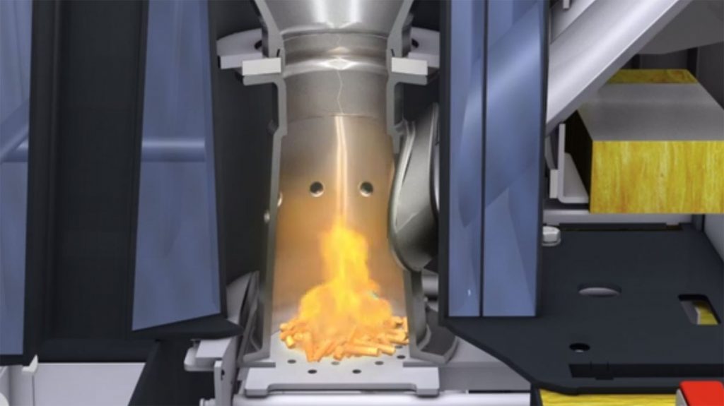 Illustration of fire in a pellet heating system